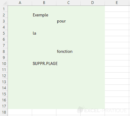 excel suppr plage