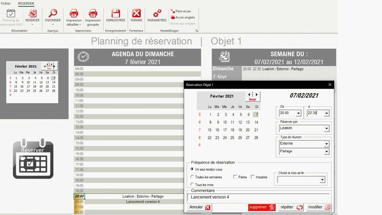 Planning Semaine Excel : Planning Excel à télécharger - Regime avant un
